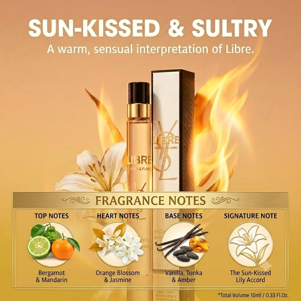 Yves Saint Laurent Libre Flowers & Flames Eau De Parfum Florale Spray for Women, Travel Size 0.33 Fl Oz