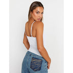 Trendy Queen Womens Adjustable Camisole Sleeveless Square Neck Spaghetti Strap Tank Tops Basic Shirt