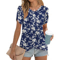 Women's Twist Front V-Neck Tunic Top V-White Floret