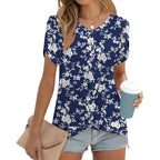 Women's Twist Front V-Neck Tunic Top V-White Floret
