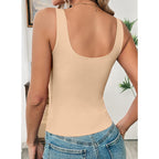 SHEWIN Women Scoop Neck Tank Tops Sleeveless Basic Camisole Shirts with Built-in Bra Slim Fit 2026