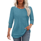 OFEEFAN Womens Tops 3/4 Sleeve with Buttons Dressy Casual Blouses Summer Outfits Beach Vacation Plus Size Spring Clothes