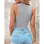 CHICME Women Built-in Bra Tank Tops Sleeveless Casual Shirts Racerback Ribbed Fitted Tank Tops