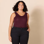 Women's Ribbed Scoop Neck Tank Top Burgundy/Charcoal Heather