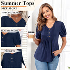 Women's Dressy Casual Tunic Top Navy Blue