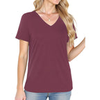 YOGINGO V Neck T Shirts for Women - Summer Fashion Trendy Outfits Clothes - Lightweight Soft Casual Women T Shirt