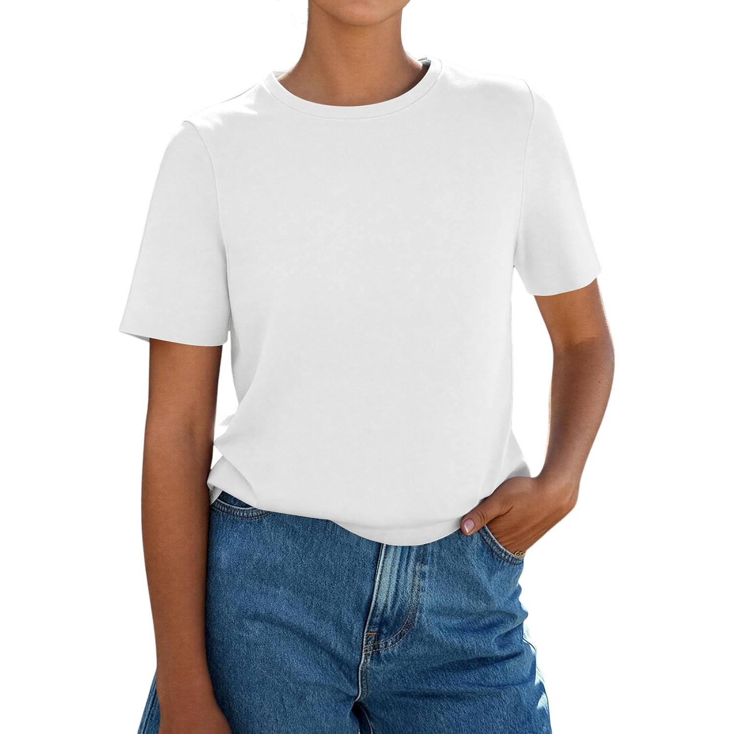PRETTYGARDEN Womens Short Sleeve Tops Summer 2026 Casual Crewneck Cotton Basic Tee Shirts Fashion Clothing Spring Outfits