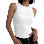 Women's High Neck Racerback Tank Top White