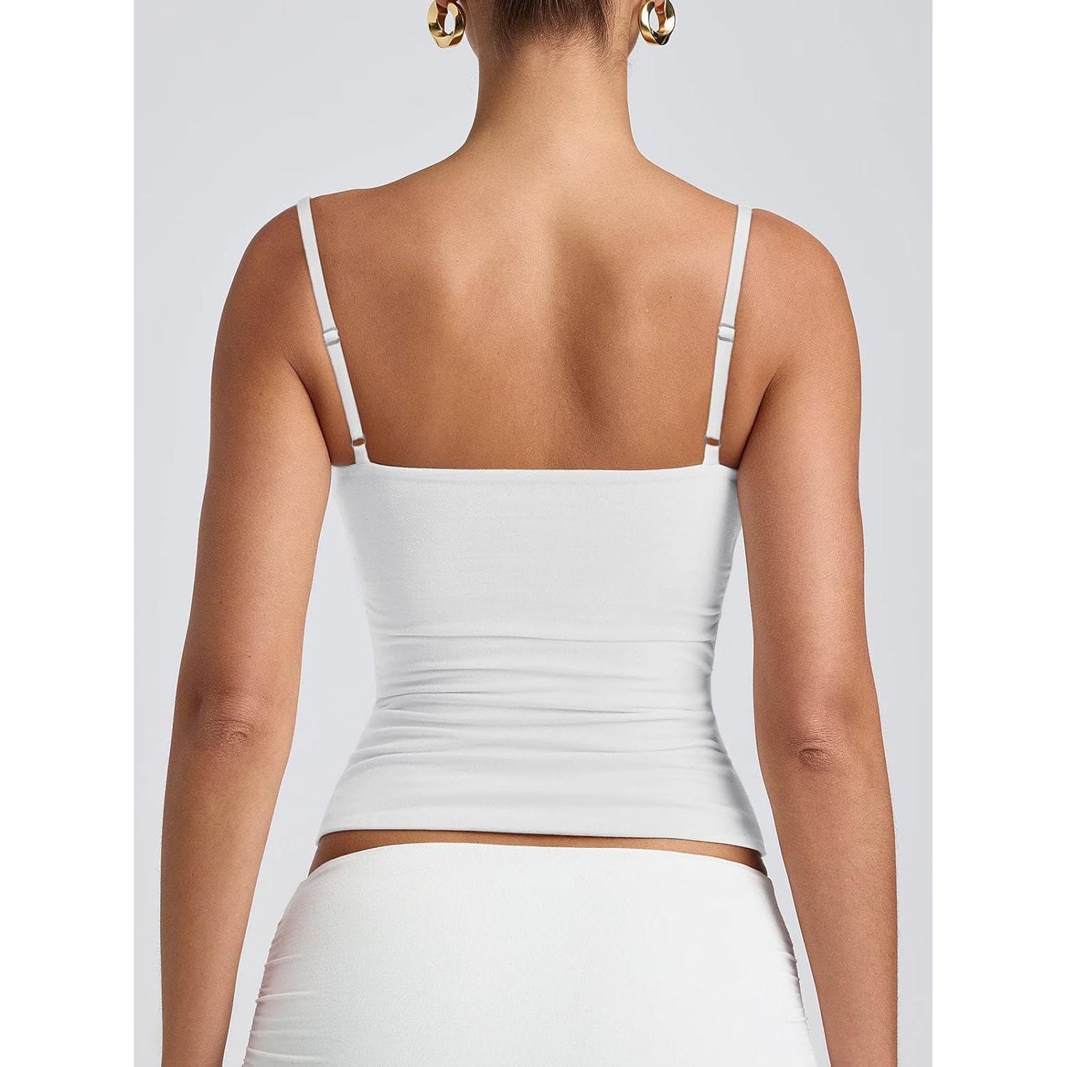 Women's Double Lined Scoop Neck Tank Top White