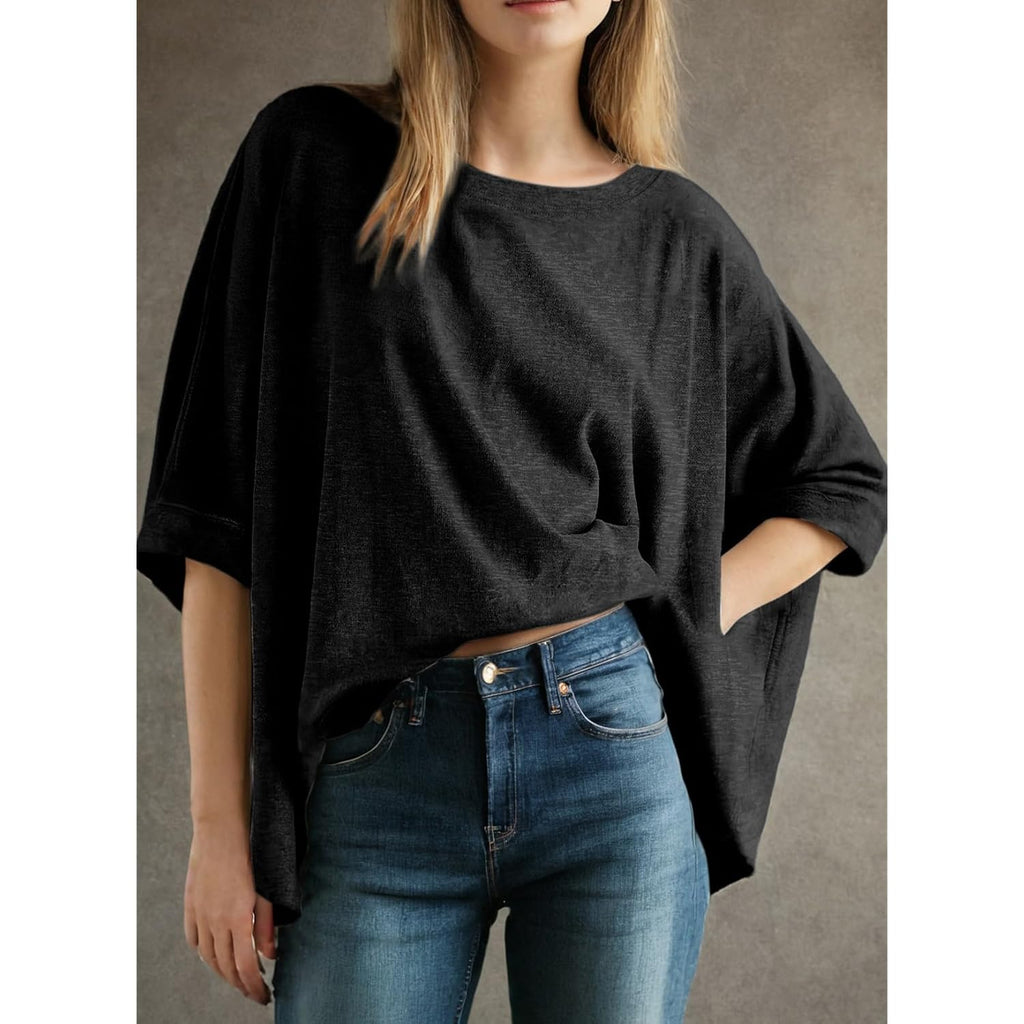 Dokotoo Summer Shirts 2026 Womens Solid T Shirts for Women Loose Oversized Tops Basic Tee