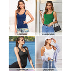 V FOR CITY Women's Cotton Tank Top with Unpadded Shelf Bra Adjustable Wide Strap Camisole Summer Basic Udershirts