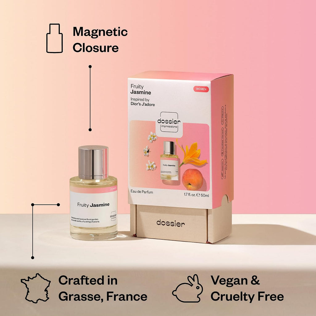 Dossier - Fruity Jasmine - Inspired by J'adore - Eau de Parfum - Long-Lasting Fragrance - Feminine - 1.7 fl oz (50ml)