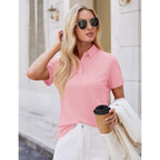 Women's 3-Button Cotton Polo Shirt Light Pink