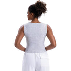 LanGui Womens Double Lined Sleeveless Tank Tops - Square Neck Crop Top Camisole Sexy Cute Summer Fitted Shirts for Going Out