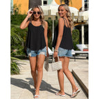 Women's Flowy Scoop Neck Tank Top Black