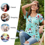 Women's Pleated Leggings Fit Tunic Top White Floret