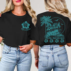 Hawaiian Beach T Shirts for Women Hibiscus Flower Palm Tree Shirt Tropical Graphic Tees Summer Beachy Vacation Tops