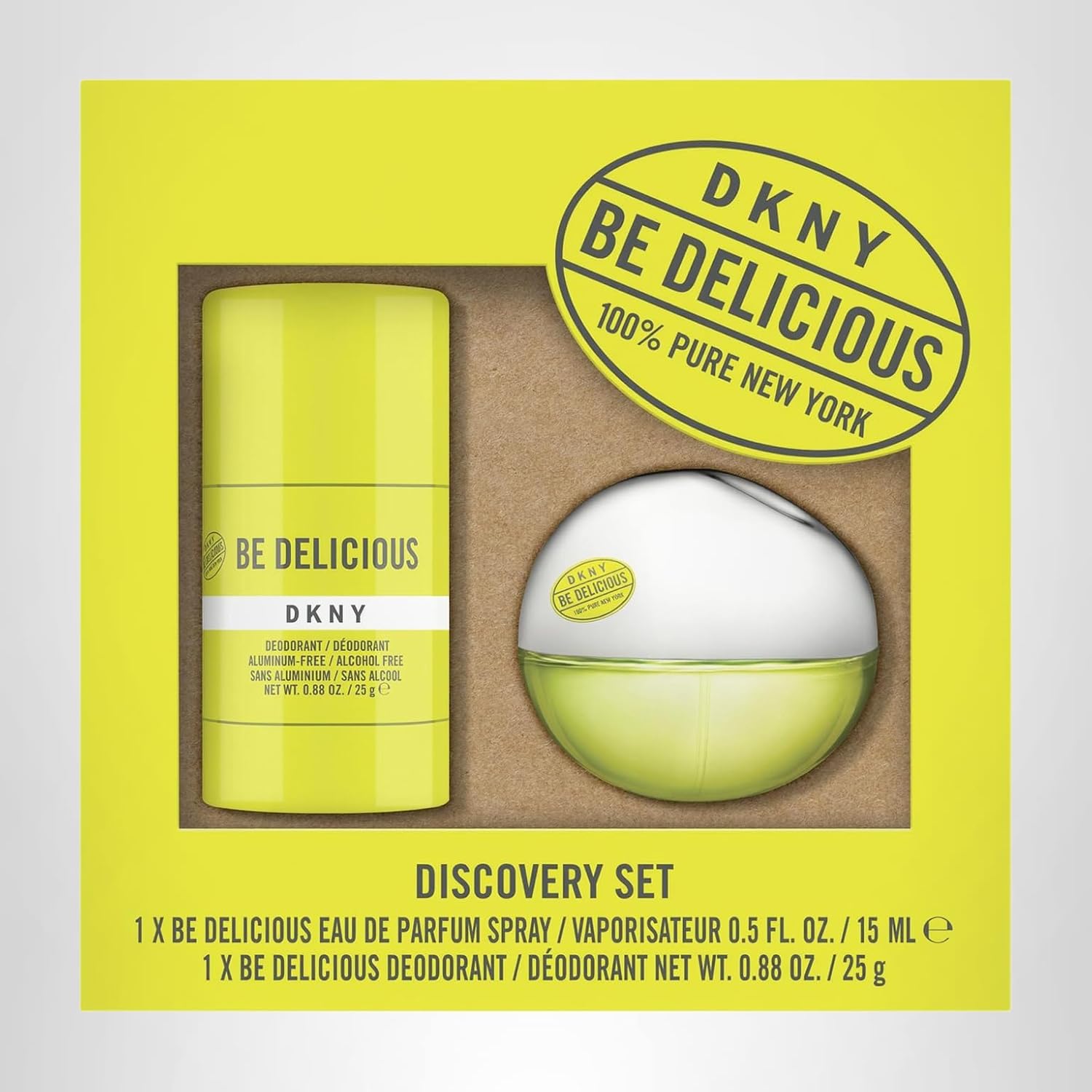 DKNY Be Delicious Discovery Set For Women - Eau de Parfum Mini Spray 0.5 Fl. Oz. & Aluminum Free Deodorant Stick 0.88 Oz.