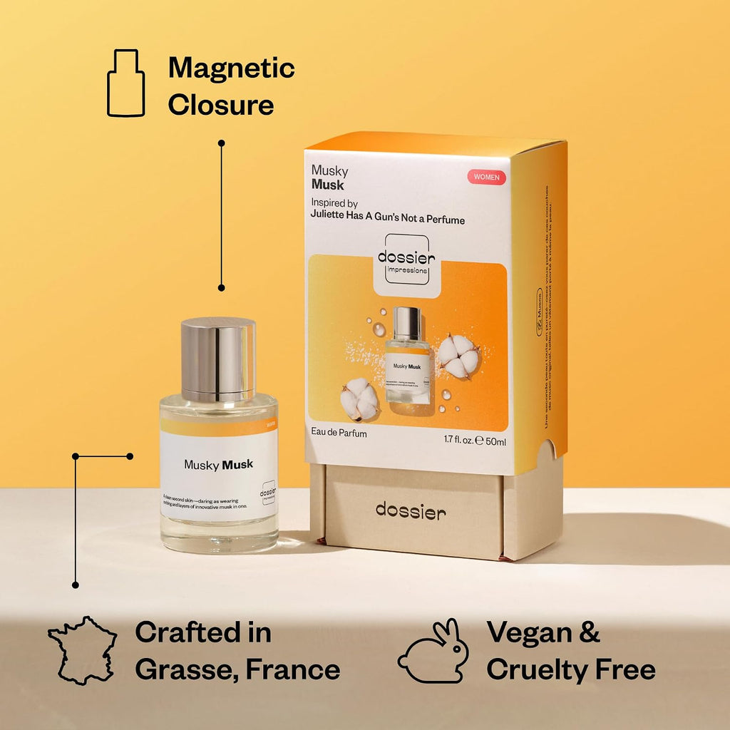 Dossier - Musky Musk - Eau de Parfum - Inspired by Juliette.Gun's Not a Perfume - Perfume Luxury - Pure Infused - Paraben-Free - Vegan - For Women - Fragrance 1.7 Fl Oz (Spray 50ml)