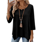 Women's Loose Fit Crew Neck Tunic Top Black