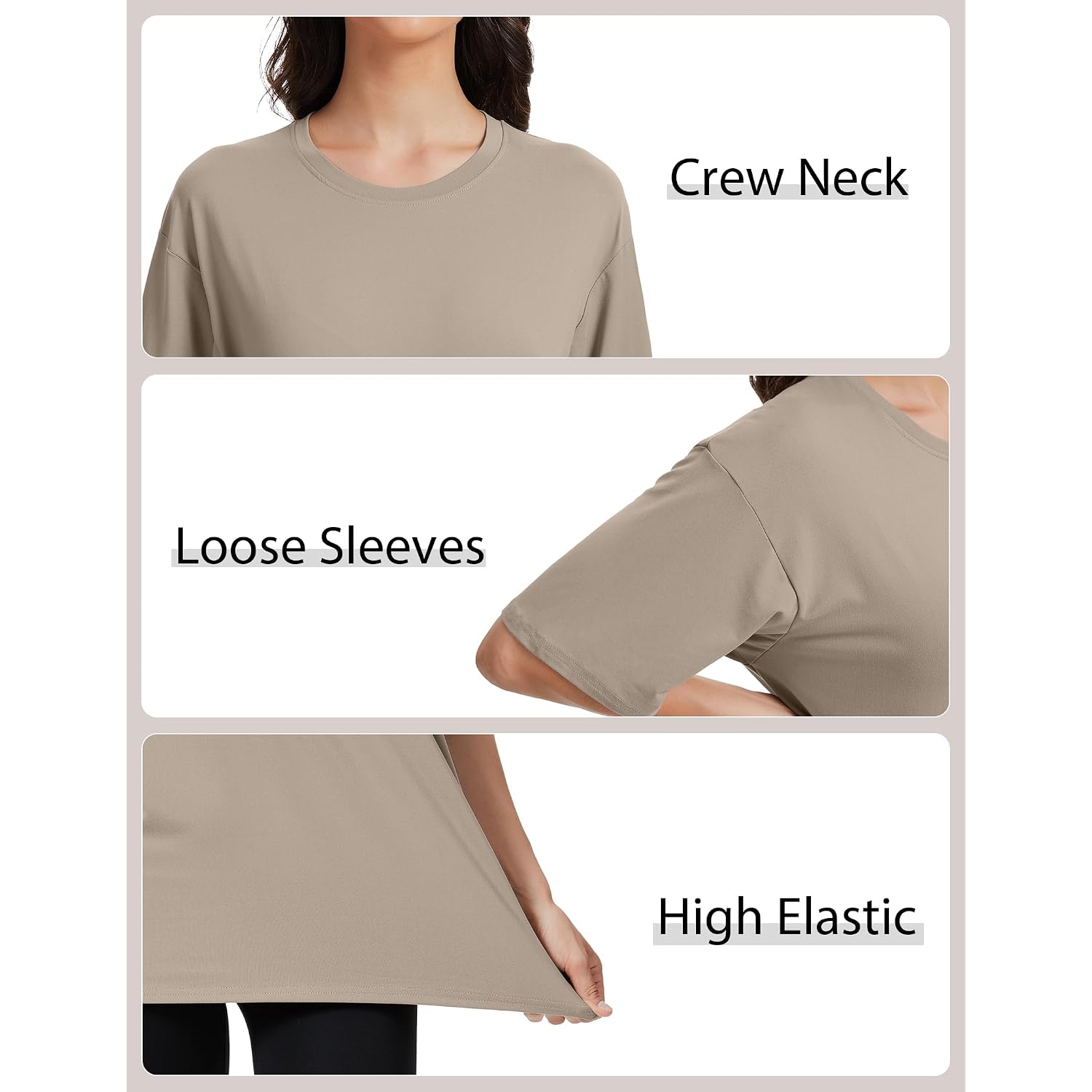 Kinglaman 5 Pack Womens Oversized T Shirts Crew Neck Loose Fit Short Sleeve Tshirts Summer Workout Plus Size Tee Tops