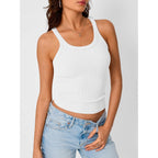 Women's Ribbed Workout Crop Tank Top White