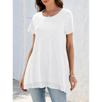 Women's Layered Chiffon Hem Tunic Top White