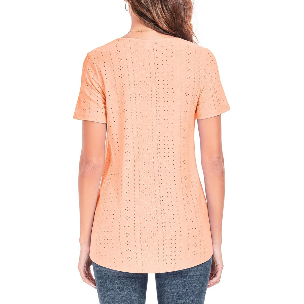 Women's Loose Fit Crew Neck Tunic Top Light Orange