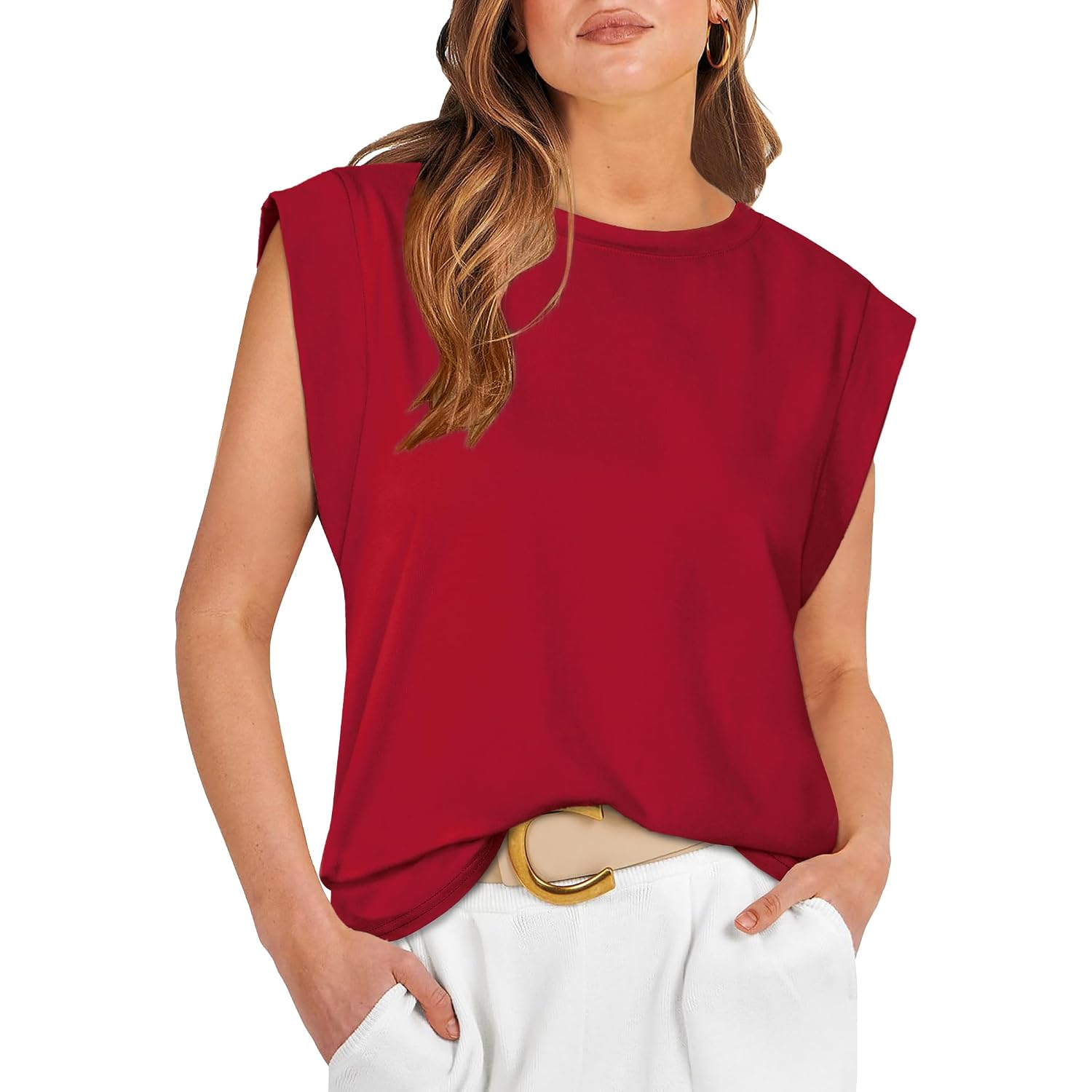 WIHOLL Cap Sleeve Tops for Women Summer Top Basic Tee Shirts Business Casual Tank Loose Fit 2026 Fashion