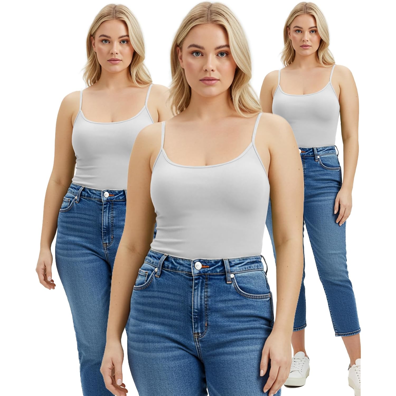 Emmalise Women's Basic Casual Long Camisole Adjustable Strap Cami Layering Top