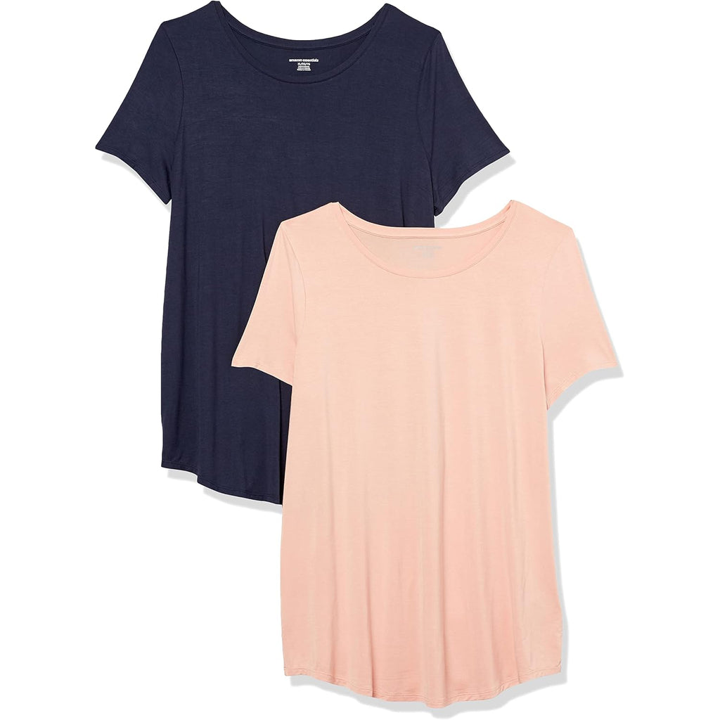 Women's Scoopneck Essential Tunic Top Navy/Coral Pink