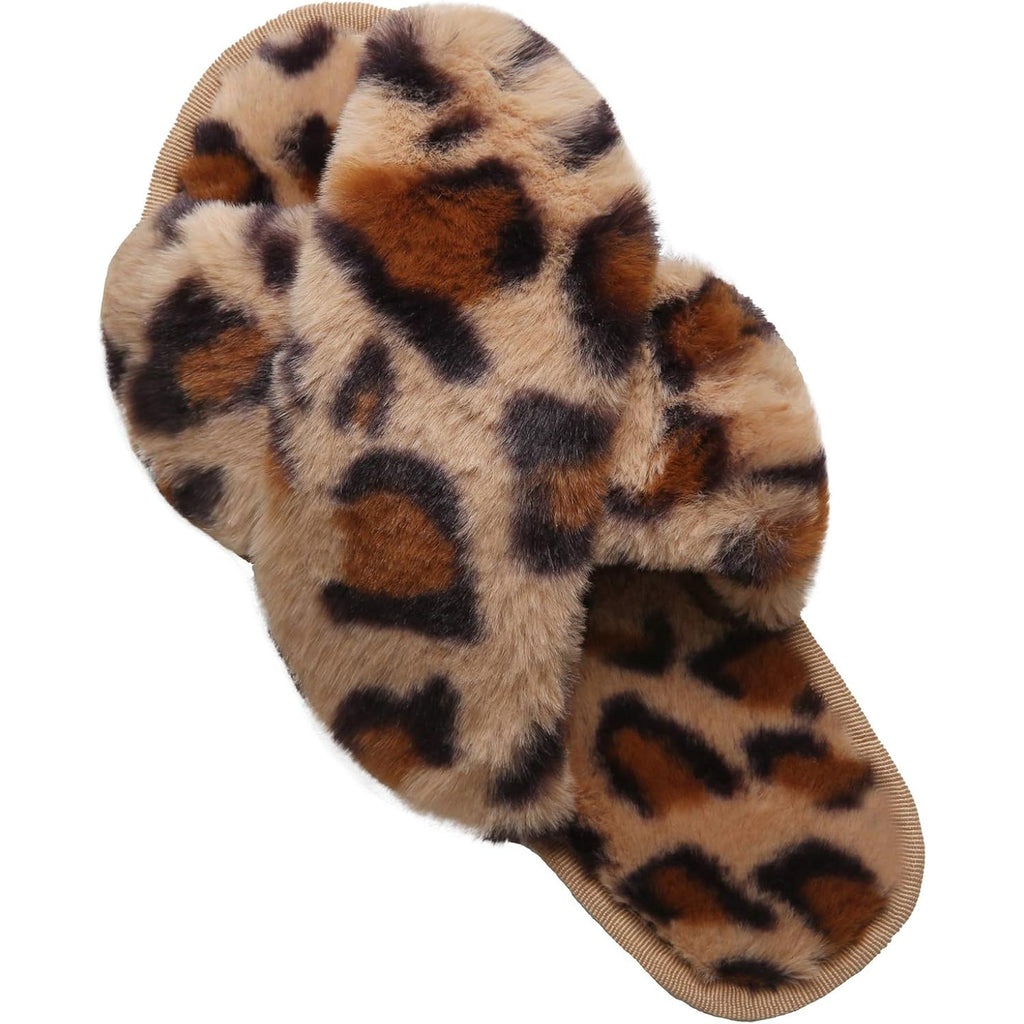 Women's Slippers Crossband Brown Leopard