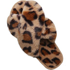 Women's Slippers Crossband Brown Leopard