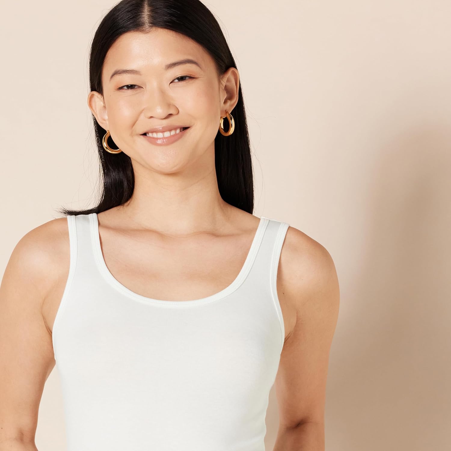 Women's Slim-Fit Scoop Neck Tank Top Black/White
