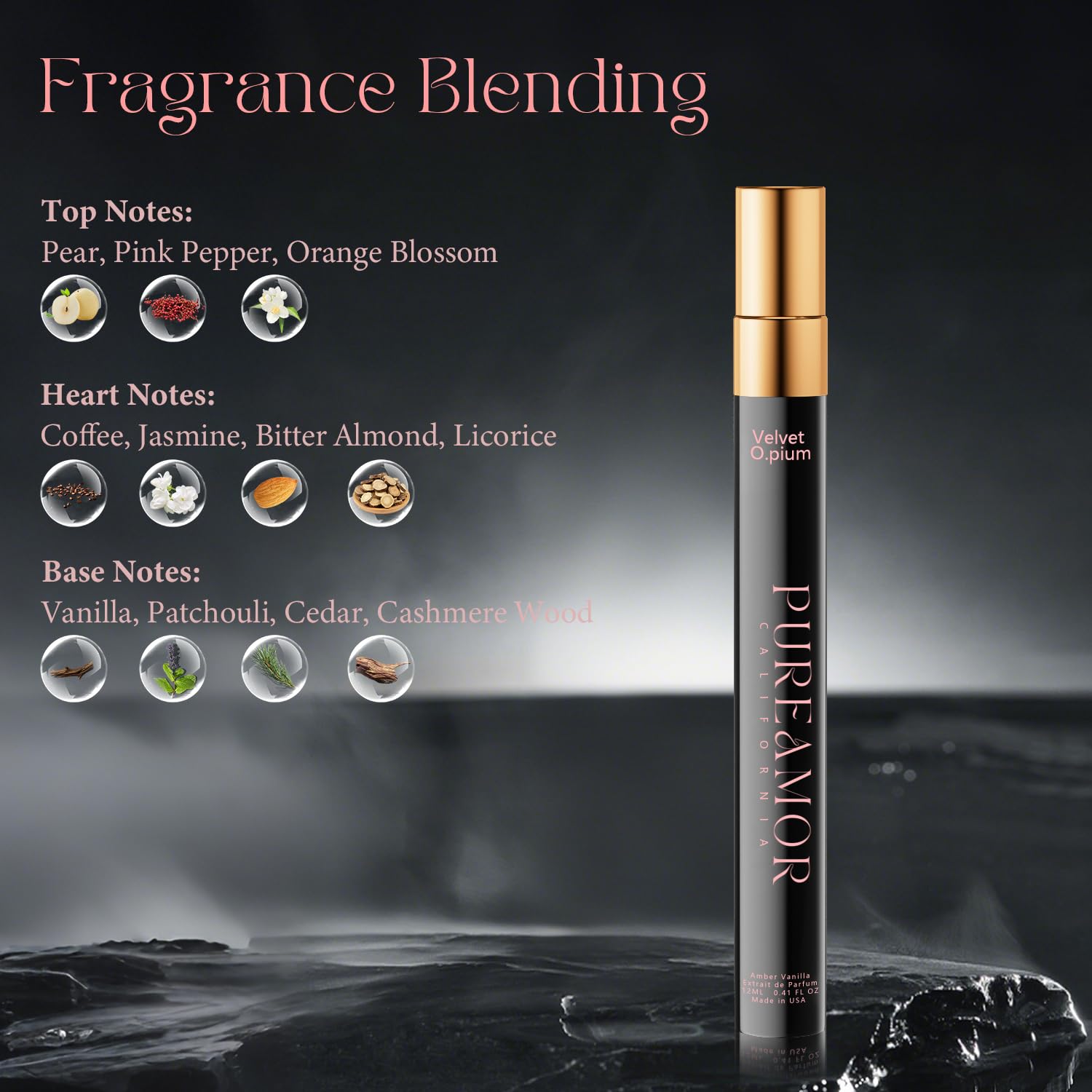 Pheromones Perfumes for Women, Amber Vanilla Extrait de Parfum Oil Spray, 12ml (0.41 fl.oz) Long-Lasting Travel Size Elegant Warm & Sweet Fragrance, Ideal Gift for Her, Made in USA