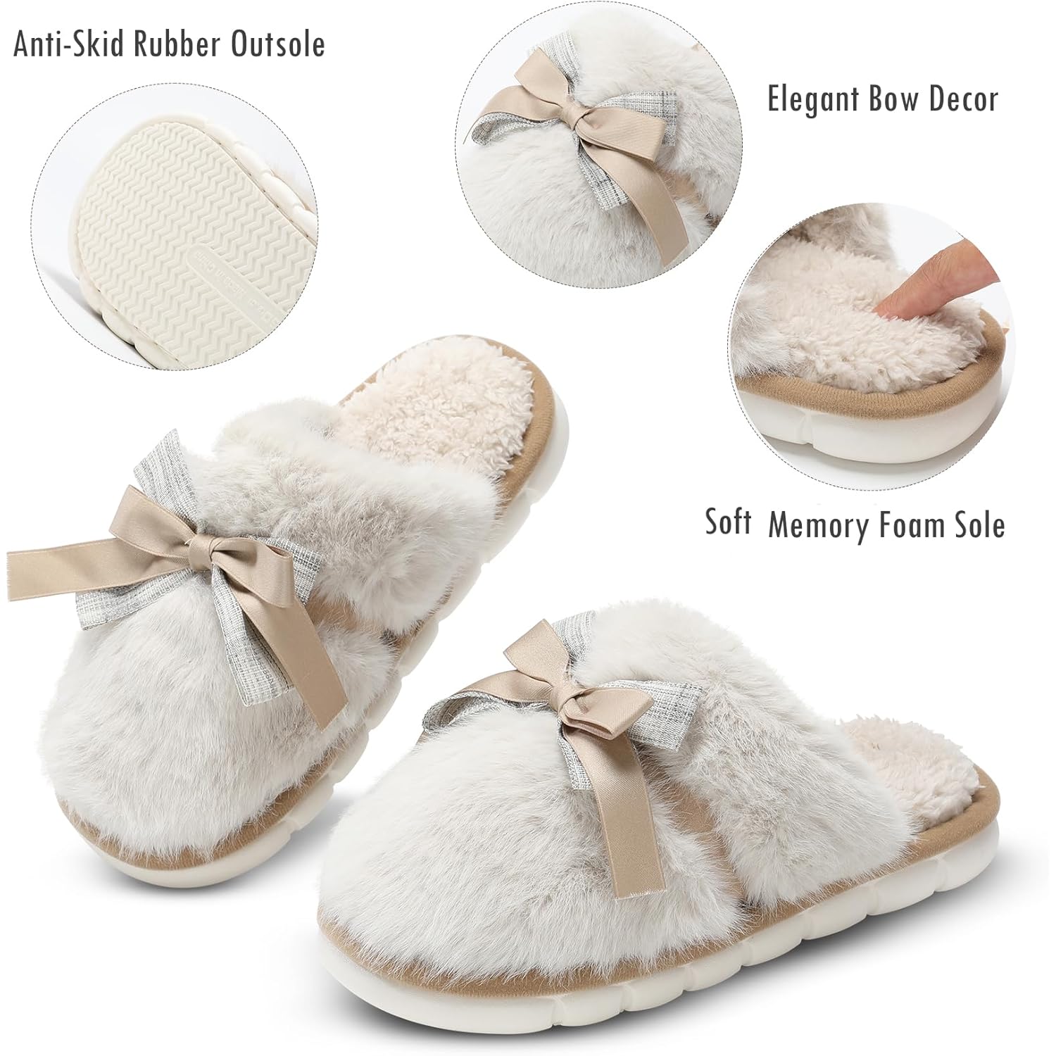 Women's Slippers Butterfly Beige