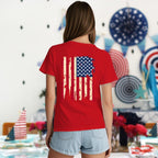 Womens American Flag Shirt USA Patriotic V-Neck T-Shirt 4th of July Short Sleeve Tee