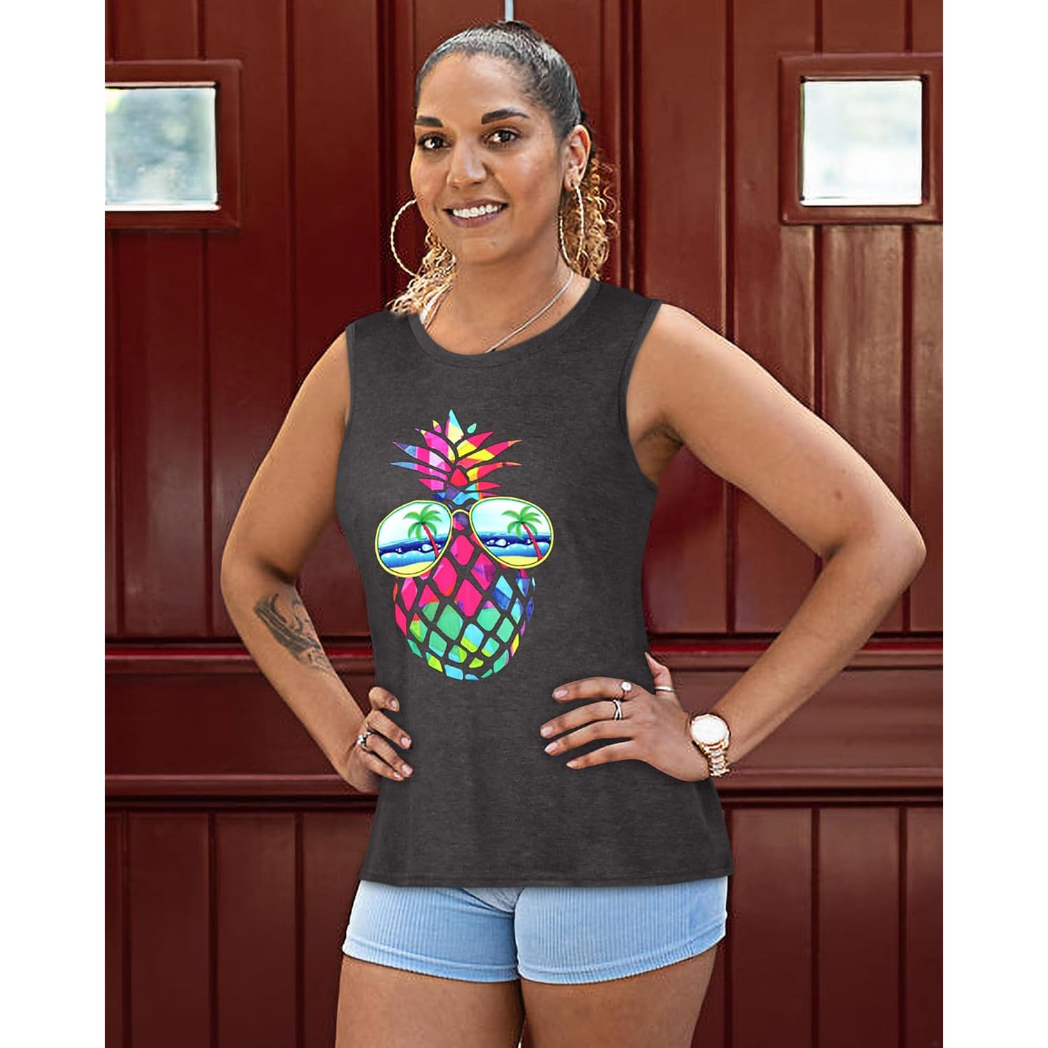 Womens Tank Tops Summer T Shirts Sleeveless Casual Loose Tunic Blouses 2026
