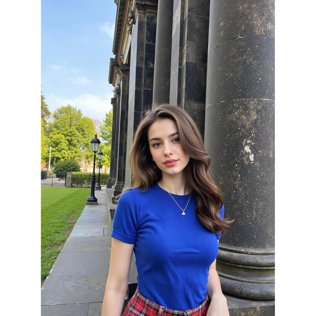 BIDITANLE Womens Summer Short Sleeve T-Shirt Ribbed Knit Crew Neck Slim Fitted Basic Casual Top