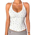 Women's Padded Racerback Tank Top Blue Rosebud