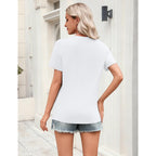 Women's Business Casual V-Neck Tunic Top White