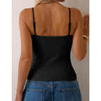 Women's Shelf Bra Square Neck Tank Top Black