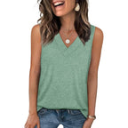 Women's Basic V-Neck Tank Top Bean Green
