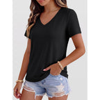 ANRABESS Womens Short Sleeve Tops Casual V Neck Wrinkle - Free Basic T Shirts Summer Cute Tee 2026 Spring Fashion Clothes