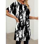 Women's Pocket Tunic Tunic Top Black/White