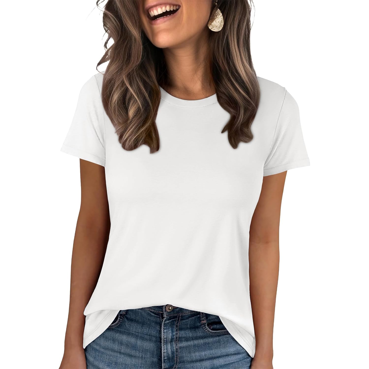 ANRABESS Women Short Sleeve Tops Summer Basic Tee Wrinkle-Free Trendy Cute T Shirts 2026 Spring Business Casual Outfits
