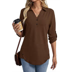 Women's Collared Button Detail Tunic Top Coffee
