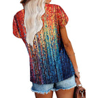 Women's Flowy Boho Tunic Top Rainbow
