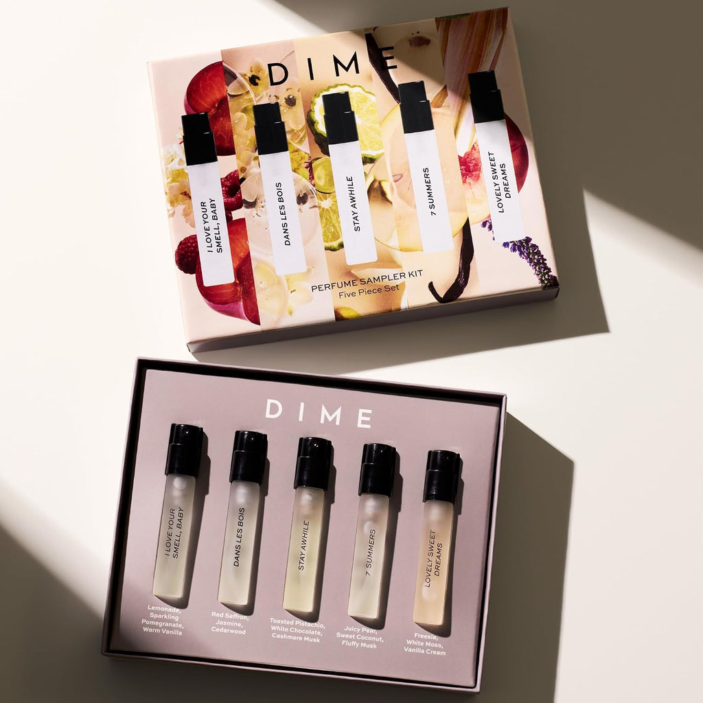 DIME Beauty Perfume Sampler, Hypoallergenic, Clean Perfumes, Eau de Parfum For Women (Set of 5, 2 ml)
