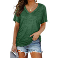Women's Side Shirring V-Neck Tunic Top Green